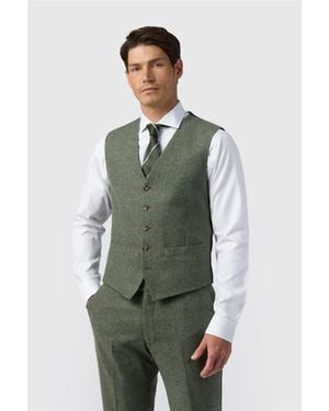 Alexandre Silver Label Single Breasted Five Button V-Neck Tailored Suit Waistcoat - Green