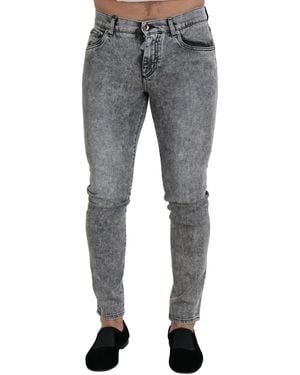 Dolce & Gabbana Slim Fit Acid Wash Jeans - Blauw