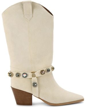 Kurt Geiger Suede Octavia Cowboy Boots - Natural