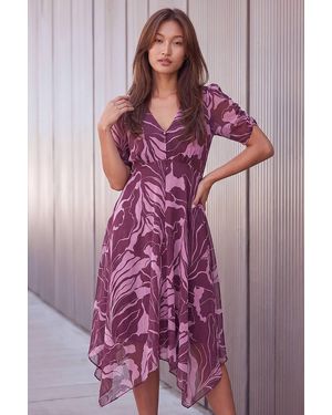 Roman Abstract Hanky Hem Dress - Purple