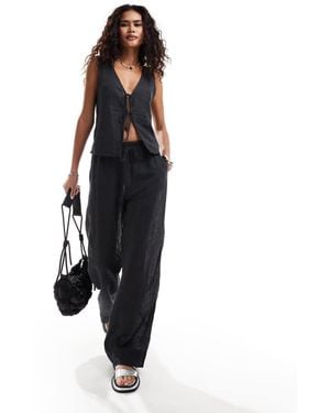 Weekday Mia Co-Ord Pointelle Trousers - Black