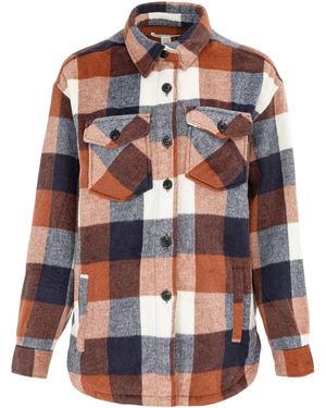 Miso Ladies Plaid Wool Shirt - Brown