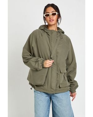 Boohoo Festival Mac With Bag - Green