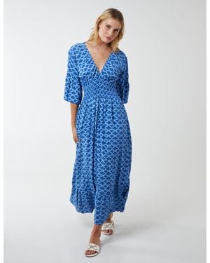 Blue Vanilla Geometric Printed Maxi Dress - Blue