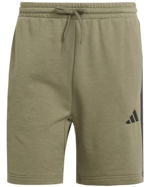 adidas Essentials 3 Stripe Fleece Shorts - Green