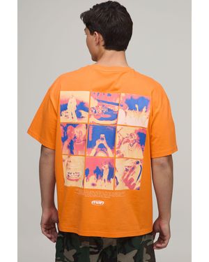 BoohooMAN Afterlight Tile Printed Short Sleeve T-Shirt - Orange