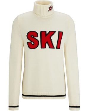 BOSS Turtle Neck Long Sleeve Jumper - White