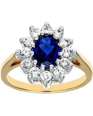DIAMANT L'ÉTERNEL 9kt Geelgouden Ring Met Blauwe Saffier En Zirkonia