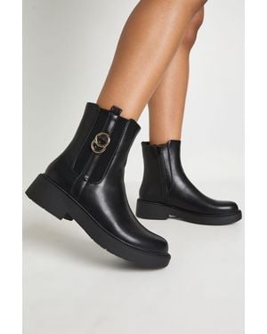 Boohoo Buckle Detail Chunky Chelsea Boots - Black
