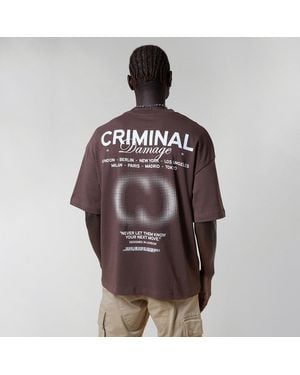 Criminal Damage T-Shirt With Small Typography On The Front - Brown