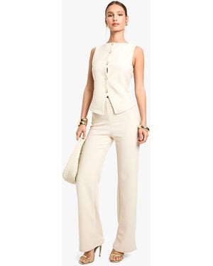 Boohoo Textured Wide Leg Trouser - White