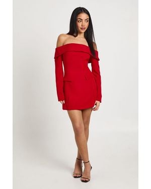 Boohoo Bardot Structured Mini Dress