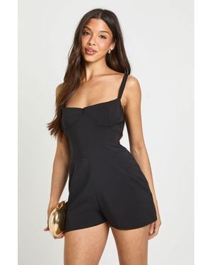 Boohoo Seam Detail Underwired Playsuit - Black