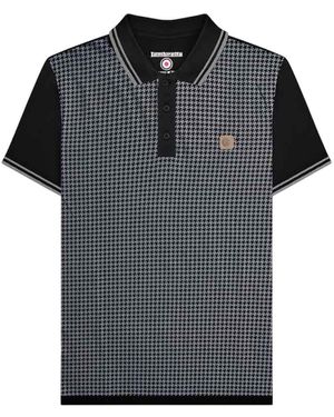 Lambretta Houndstooth Big & Tall Polo Shirt /Iron) Cotton - Black