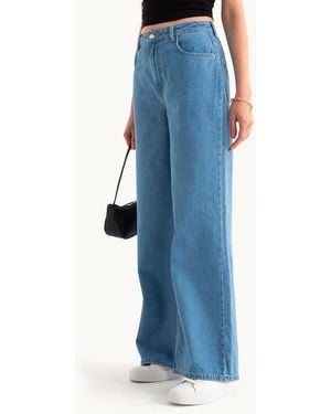 Hiccup High Waist Super Wide Leg Jeans - Blue