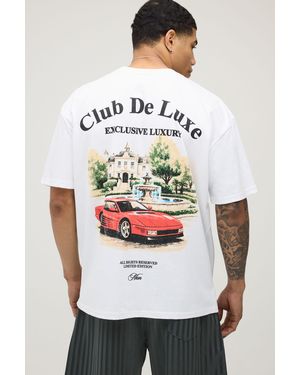 BoohooMAN Oversized Club De Luxe Print T-Shirt Cotton - White