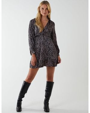 Blue Vanilla Wrap Bust Mini Shirt Dress - Black
