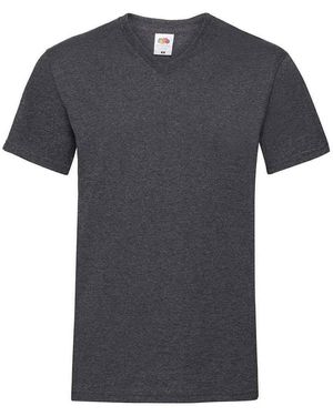 Fruit Of The Loom Valueweight V Neck T-Shirt (Dark Heather) Cotton - Grey