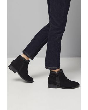 Good for the Sole Wide Fit Mia Mixed Material Low Heel Ankle Boots - Black