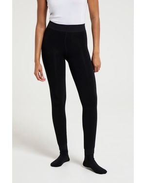 Mountain Warehouse Fluffy Fleece Lined Leggings Winter Warm Comfy Bottoms - Black