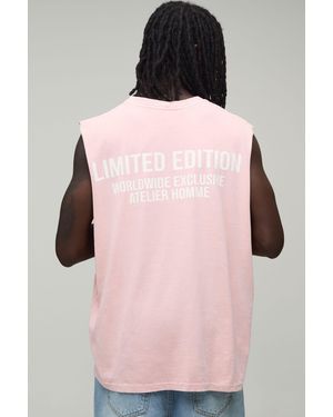 BoohooMAN Oversized Washed Limited Edition Tank - Pink