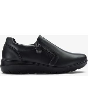 Clarks Un Bay Zip Leather Shoes - Black