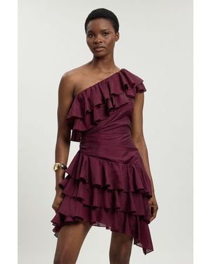 Karen Millen Drama Frill Midi Dress - Red