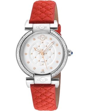 Gv2 Berletta 316L Stainless Steel Case, Dial, Handmade Quilted Leather Strap - Red