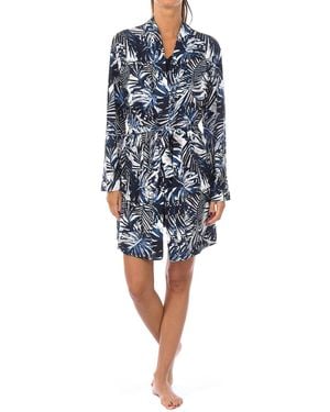 Kisses&Love Cross 3/4 Sleeve Robe With Drawstring Closure 2117 - Blue