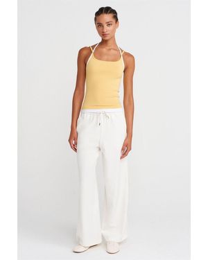 Dilvin Wide-Leg Woven Trousers With Drawstring Waist - White
