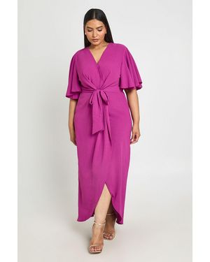 Boohoo Plus Textured Tie Detail Maxi Dress - Pink