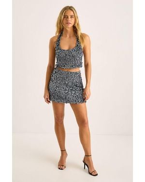 Nasty Gal Cluster Disc Sequin Mini Skirt - Blue