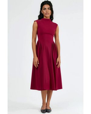 Busem Gelaagde Midi-Jurk Met Textuur - Rood