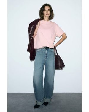 Grimelange Printed Crew Neck T-Shirt - Pink