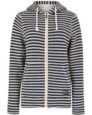 Weird Fish Ladies Fisher Stripe Macaroni Eco Friendly Full Zip Hoodie - Multicolour