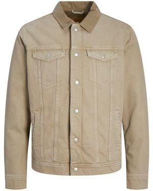 Jack & Jones And Sherpa Denim Jacket With Front Pocket - Natural