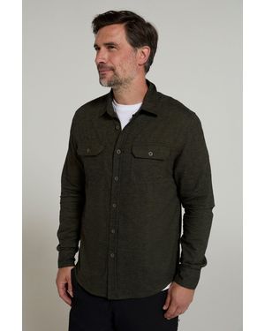 Mountain Warehouse 'Trace' Flannel Shirt 100% Cotton Long Sleeve Everyday Casual Winter Top - Black