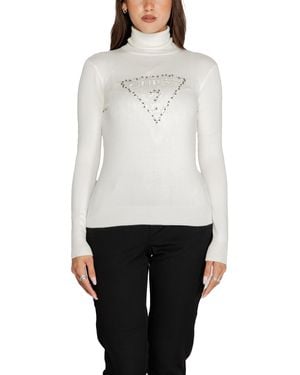 Guess Printed Turtleneck Knitwear With Long Sleeves - White