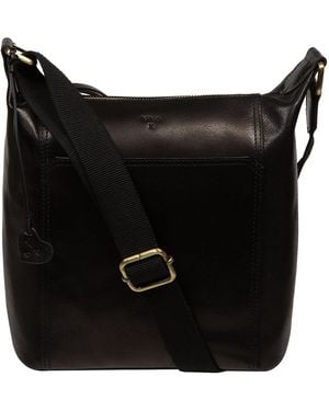 NiNa Amora 'Tiziana' Leather Shoulder Bag - Black