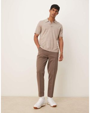 ASOS Smart Tapered Fit Trousers - Natural