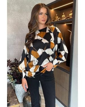 AX Paris Multi Geometric Print Long Sleeve Top - Multicolour