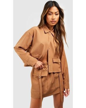 Boohoo D Ring Pocket Detail Cargo Skirt - Brown