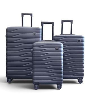 Infinity Leather Hardshell Zwarte 8-Wielige Bagagekoffer Tas Koffer Set - Blauw