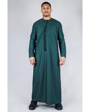 Thobez Thobe Emirati Islamic Jubba Robe Eid Tassel Regular Fit - Green