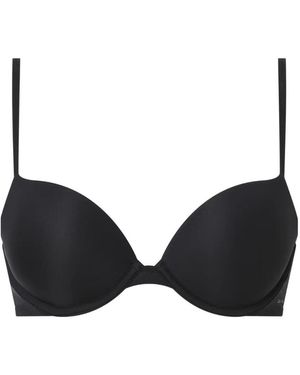 Calvin Klein Sheer Marquisette Push-Up Plunge Bra - Black
