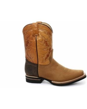 Grinders Mid-Calf Cowboy Leather Boots- El Paso - Black