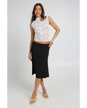 Boohoo Woven Awkward Length Midi Skirt - Black