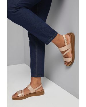 Good for the Sole Wide Fit Ali Comfort Asymmetric Strap Low Wedge Sandals - Blue