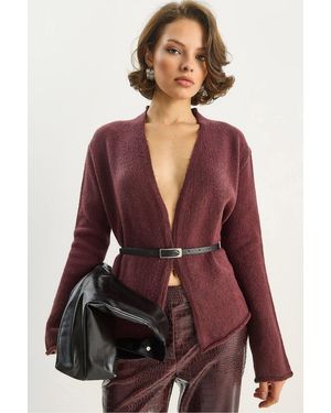 Bianco Lucci Belt Detailed Cardigan - Multicolour