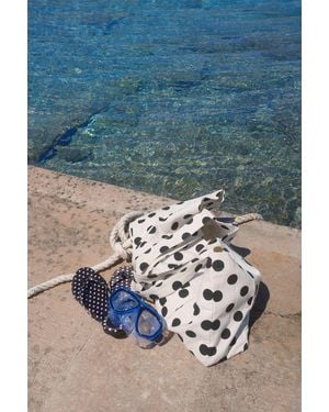 Boohoo Polka Dot Detail Canvas Tote Bag - Blue